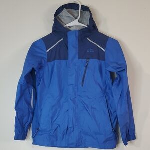 L.L.Bean Kids Trail Model Rain Jacket Size 8 Colorblock Blue